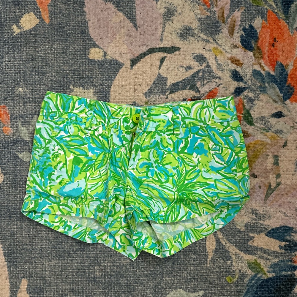Lilly Pulitzer High Waist Green and Blue Shorts